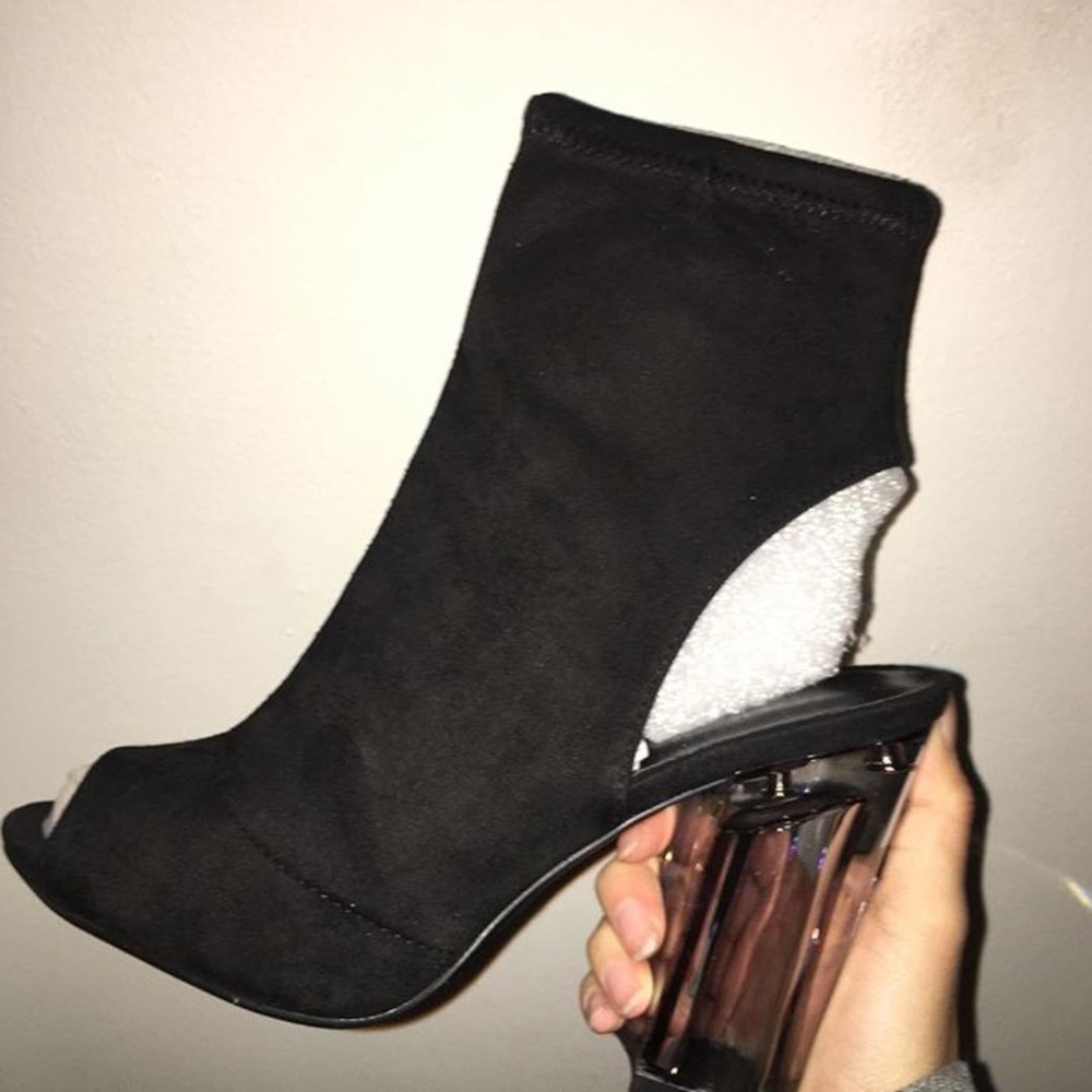 booties w/  glass heel
